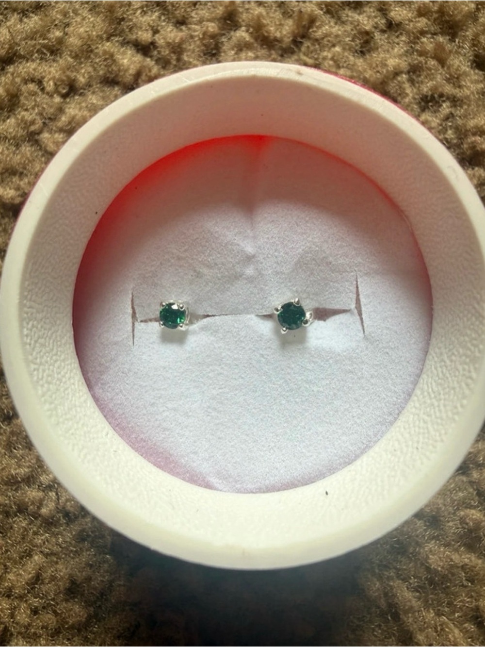 Sterling Silver Green Gem Stud Earrings - Classic Women's Jewelry